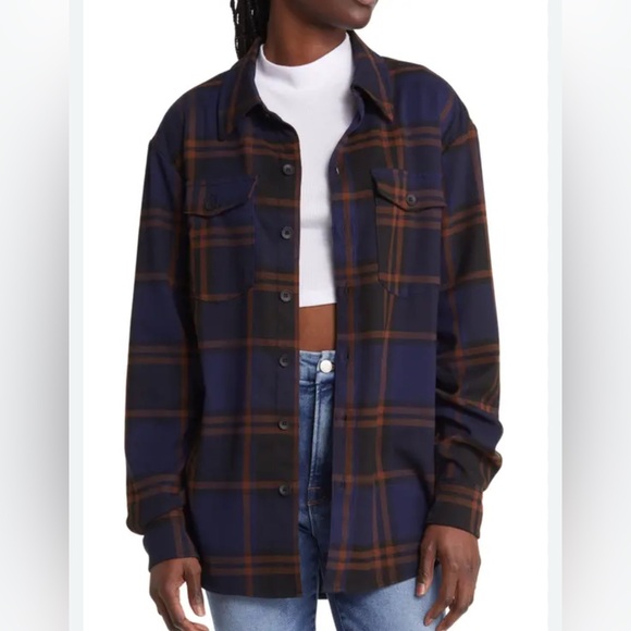 Good American Blue Plaid Shirt size 2(M) - Picture 1 of 4